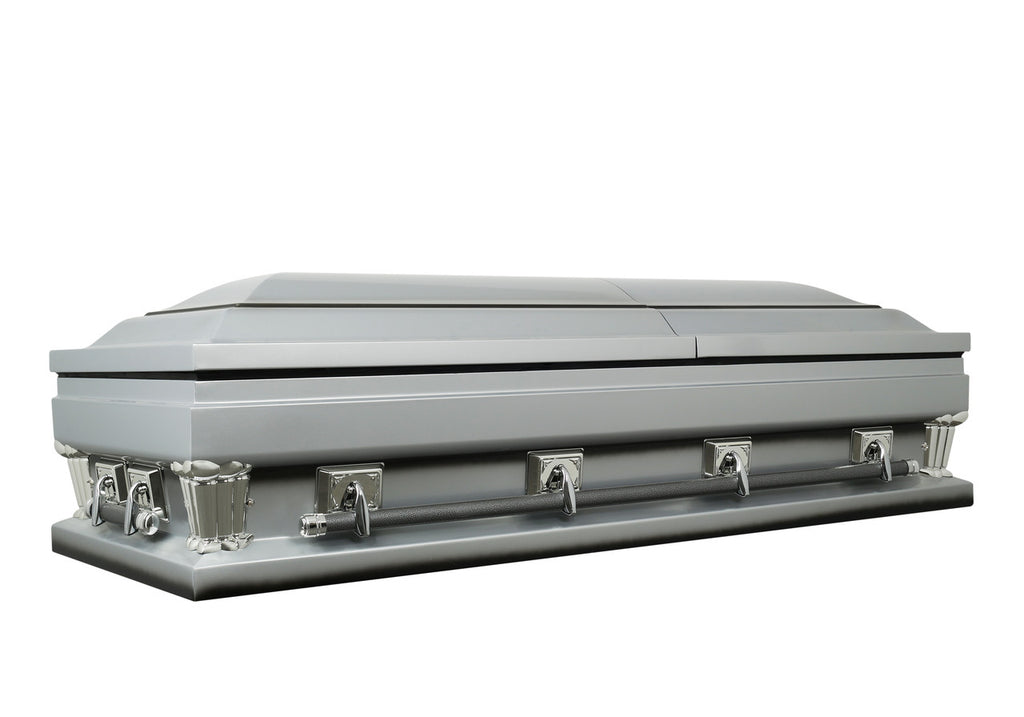 Frank Silver White Velvet Interior 30.5" - Oversize Metal Casket