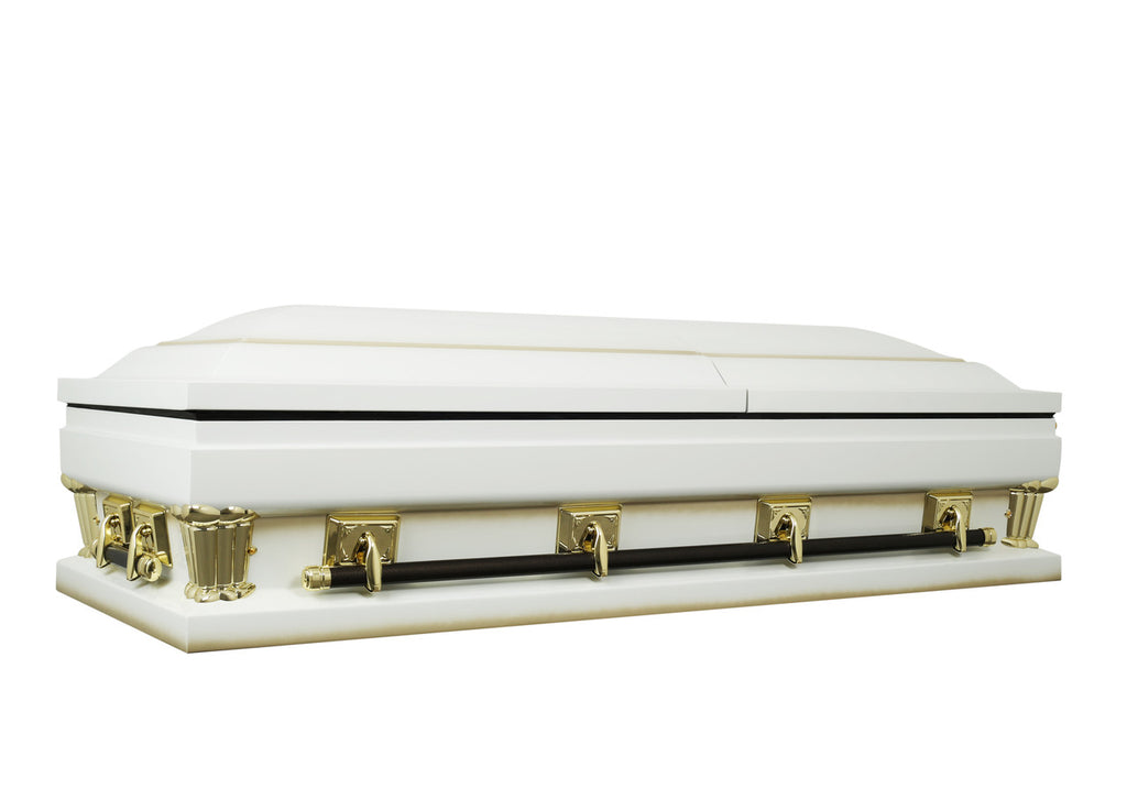 Frank White with White Velvet Interior 30.5" - Oversize Metal Casket