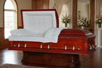 Cherry Matinée Veneer Casket with Cream Velvet Interior - Wood Casket
