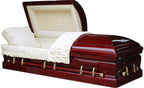 Belmont Veneer Casket with Cream Velvet Interior - Wood Casket
