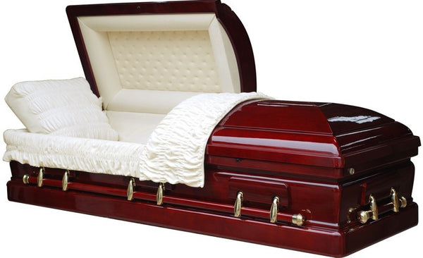 Belmont Veneer Casket with Cream Velvet Interior - Wood Casket
