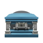 Sanctuary Praying Hands Casket with Blue Velvet Interior - Stainless Steel Casket