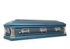 Sanctuary Praying Hands Casket with Blue Velvet Interior - Stainless Steel Casket