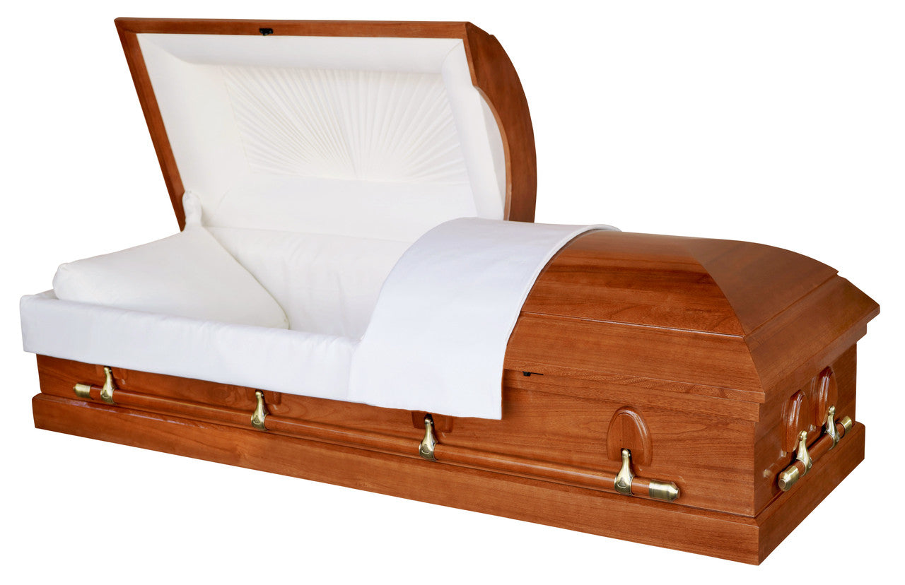 Collin Solid Hardwood Casket with Beige Velvet Interior - Wood Casket