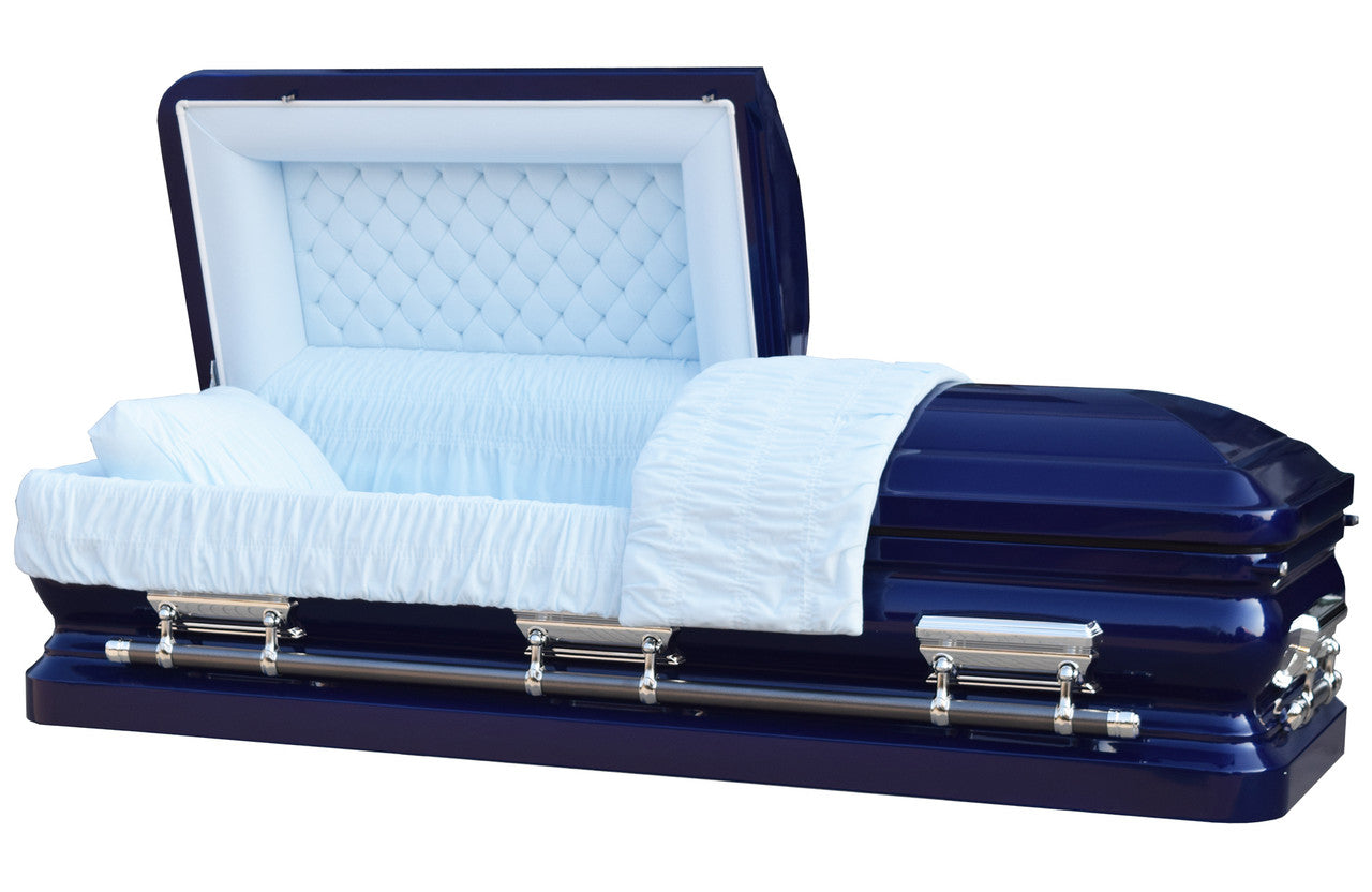 Sterling Cobalt Blue with Blue Velvet Interior - Metal Casket