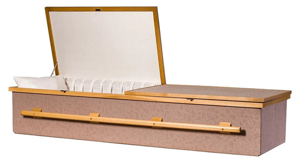 Sunset Light Cloth Covered Casket  With White Crepe Interior