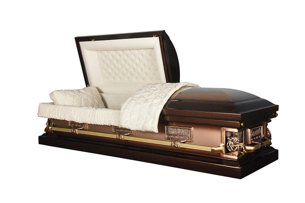 Devotion Pieta Bronze with Almond Velvet Interior - Metal Casket