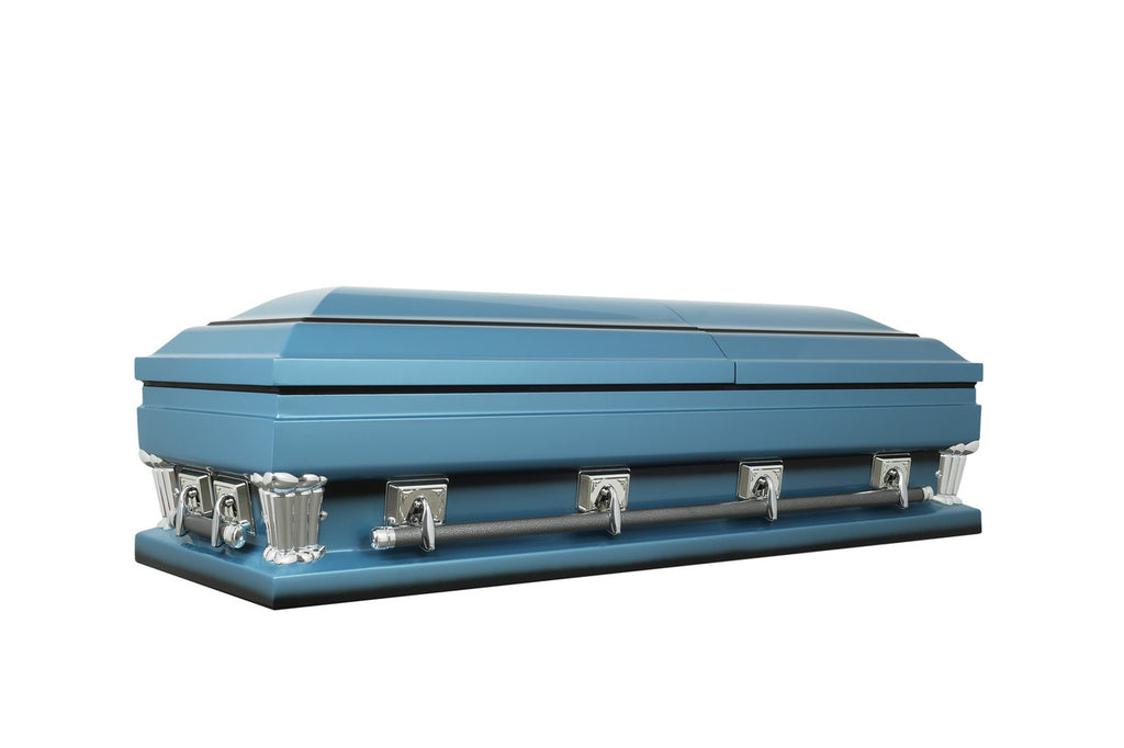 Frank Blue With Blue Velvet Interior 27.5" - Oversize Metal Casket