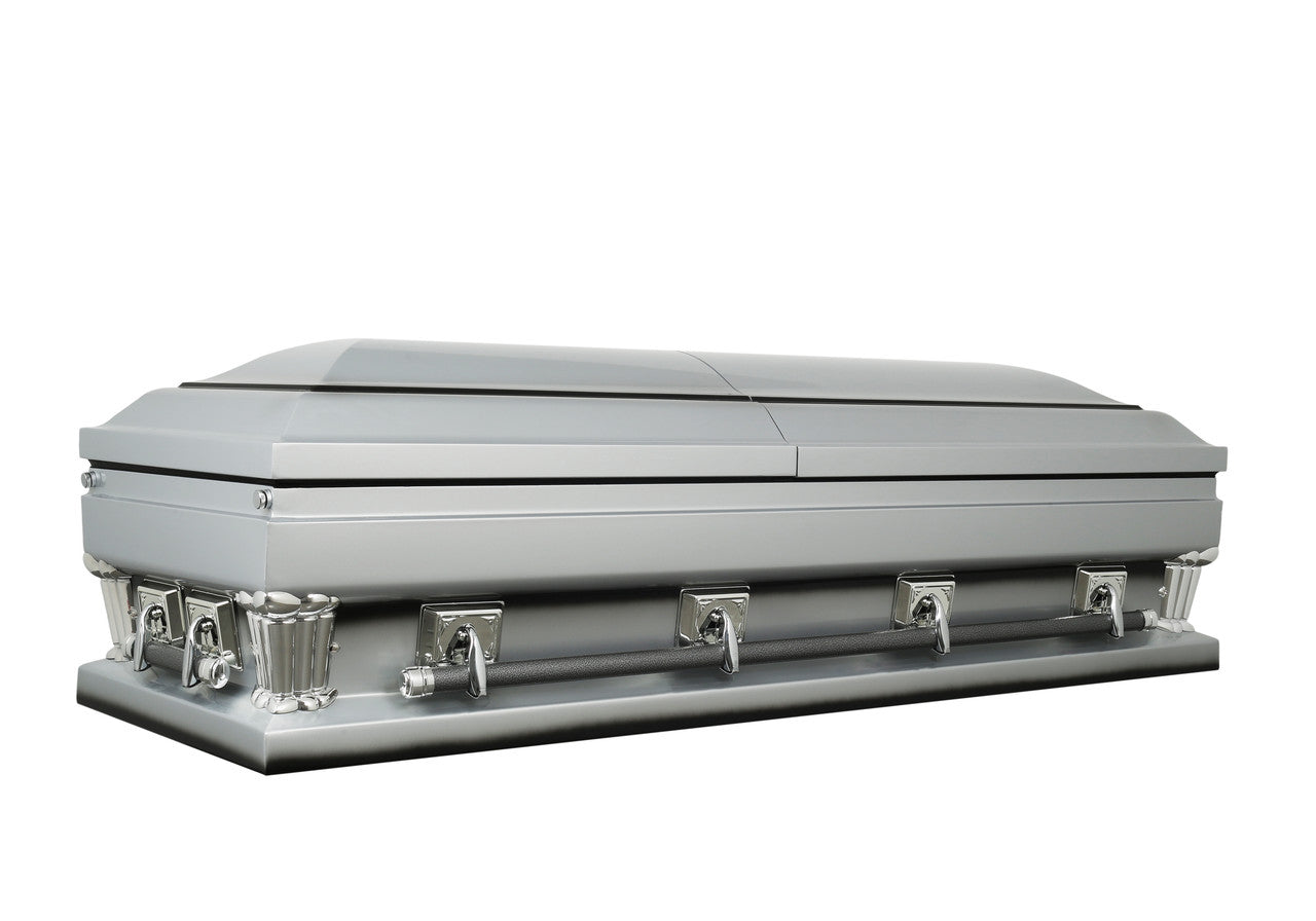 Frank Silver with White Velvet Interior 27.5" - Oversize Metal Casket