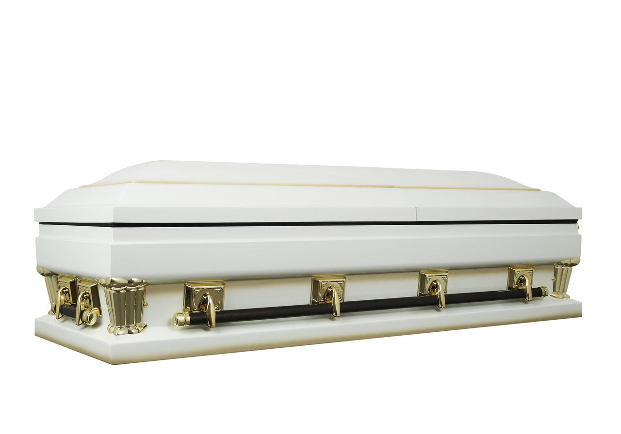 Frank White with Pink Velvet Interior 27.5" - Oversize Metal Casket