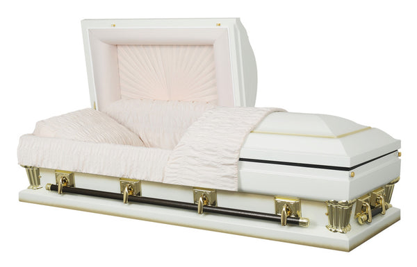 Frank White with Pink Velvet Interior 27.5"- Oversize Metal Casket