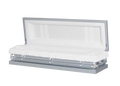 Gemini Silver Full Couch with White Crepe Interior - Metal Casket
