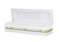 Gemini White And Gold Full Couch with White Crepe Interior - Metal Casket