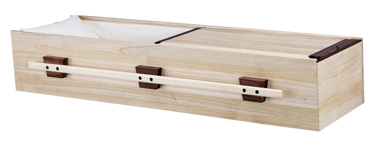 Greenwood Poplar Casket with White Duck Cloth Interior - Wood Casket