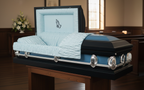 Praying Hands' Spruce Blue Casket - Metal Casket