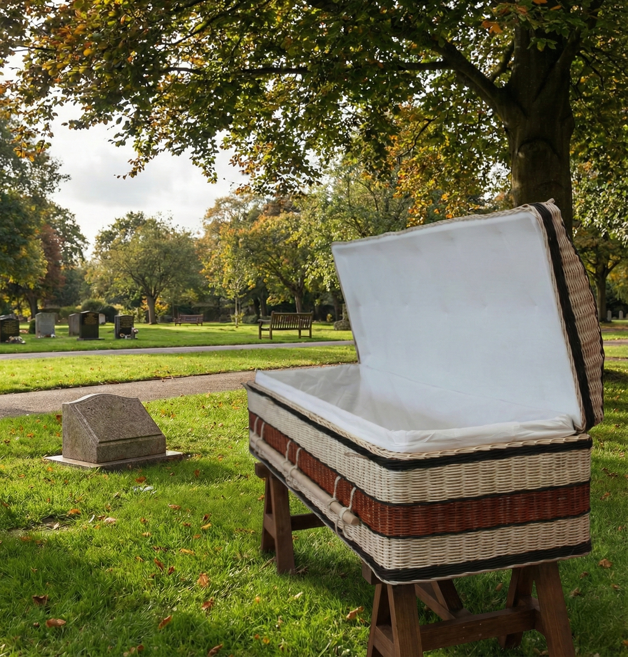 Terra Cado Natural Handmade Casket with White Cotton Interior - Eco-Friendly Casket