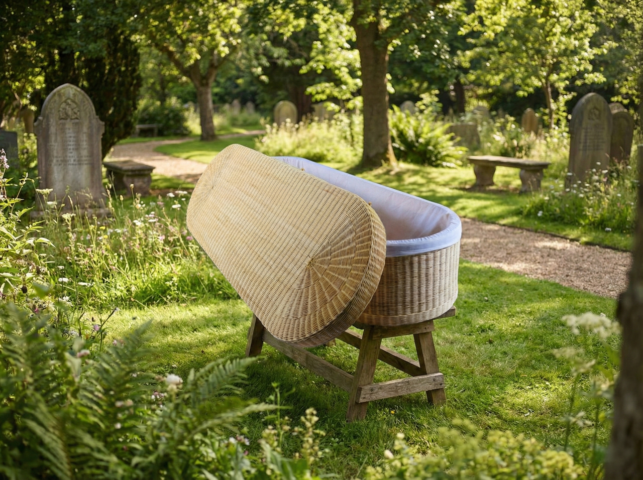 Infinitum Natural Handmade Casket with White Cotton Interior - Eco-Friendly Casket