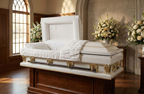 Frank White with White Velvet Interior 30.5" - Oversize Metal Casket