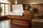 Collin Solid Hardwood Casket with Beige Velvet Interior - Wood Casket