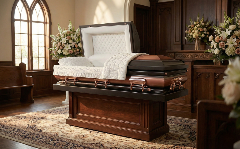 Legacy Bronze Casket with Almond Velvet Interior - Metal Casket