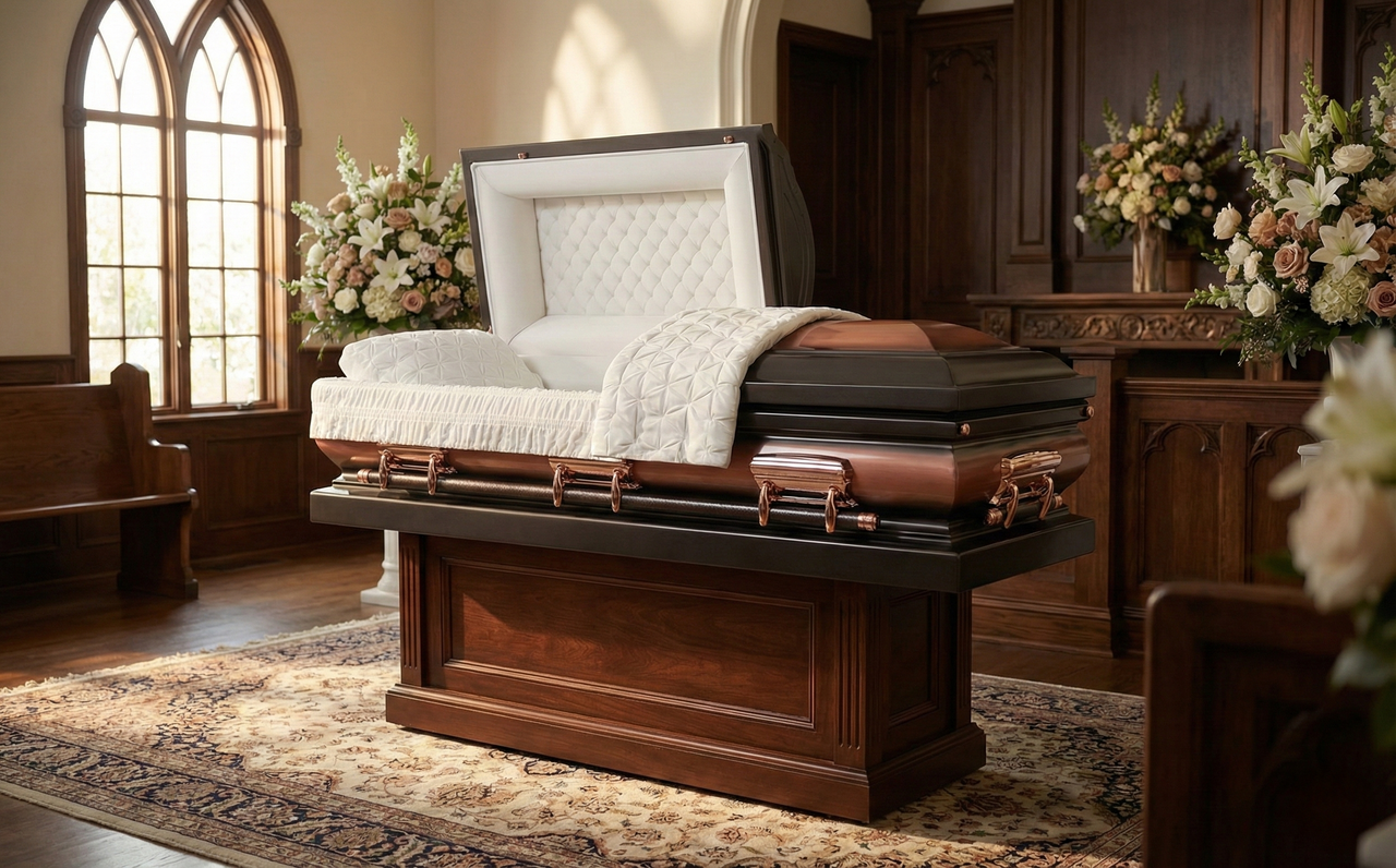 Legacy Bronze Casket with Almond Velvet Interior - Metal Casket