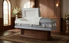 Spartan Silver Casket with White Crepe Interior - Metal Casket