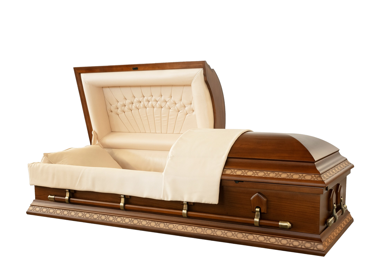 Herron Hardwood With Khaki Weave Interior - Wood Casket