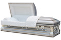 Lincoln Silver Casket with White Velvet Interior- Metal Casket
