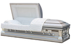 Lincoln Silver Casket with White Velvet Interior- Metal Casket
