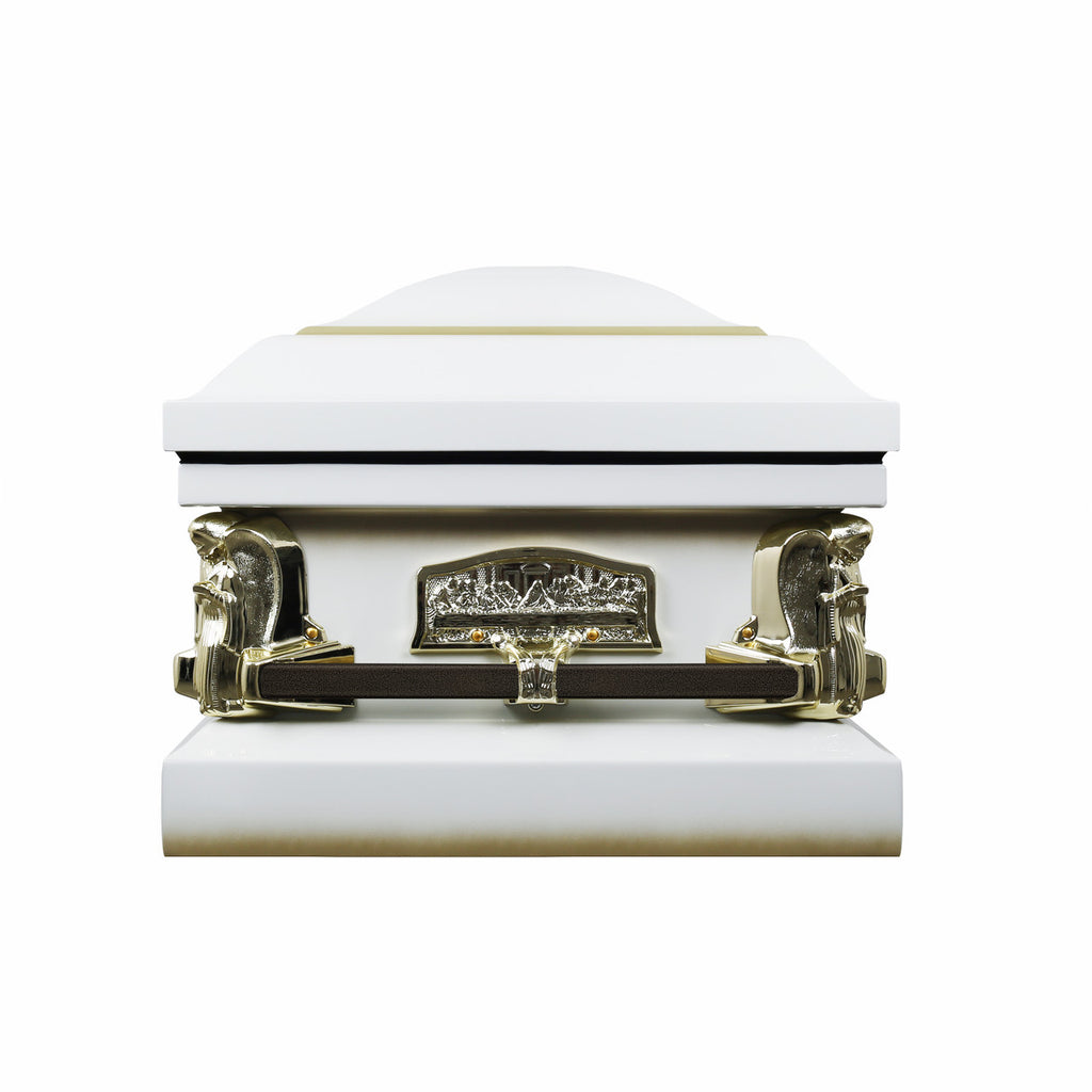 Last Supper' Antique White Casket - Metal Casket