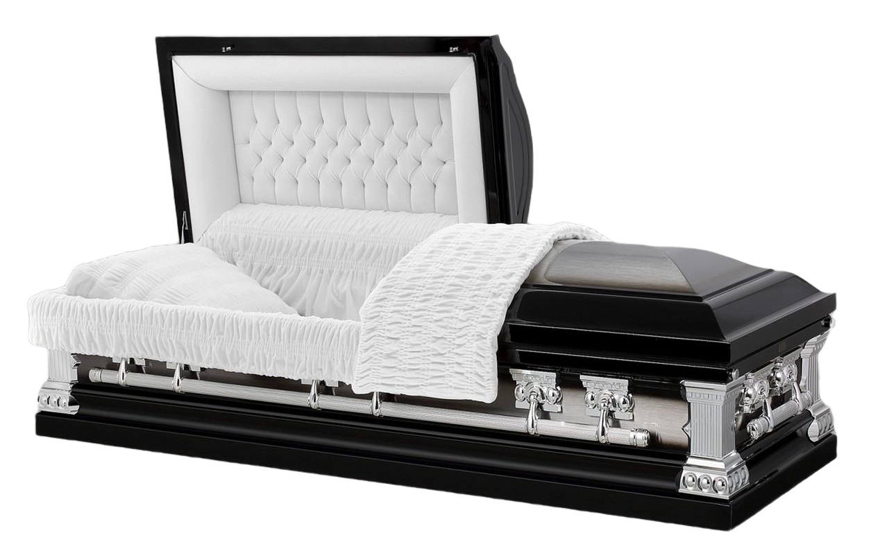 Lincoln Black Casket with White Velvet Interior - Metal Casket