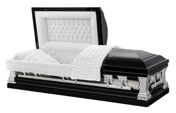 Lincoln Black Casket with White Velvet Interior - Metal Casket