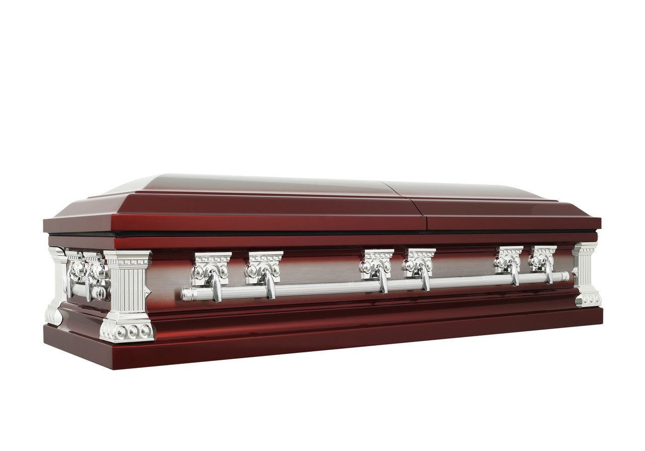Lincoln Cherry with White Velvet Interior - Metal Casket