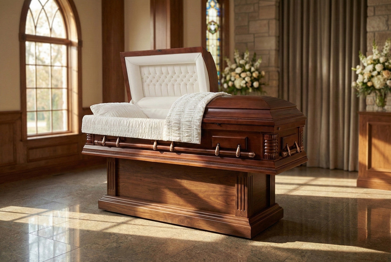 Franklin Solid Poplar Wood Finish With Cream Velvet Interior