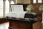Sterling Black with White Velvet Interior - Metal Casket