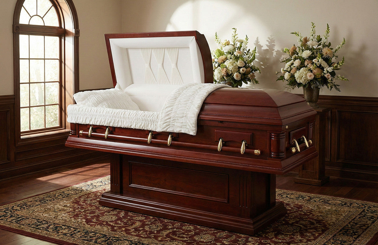 Jackson Cherry Veneer Wood With Cream Velvet Interior