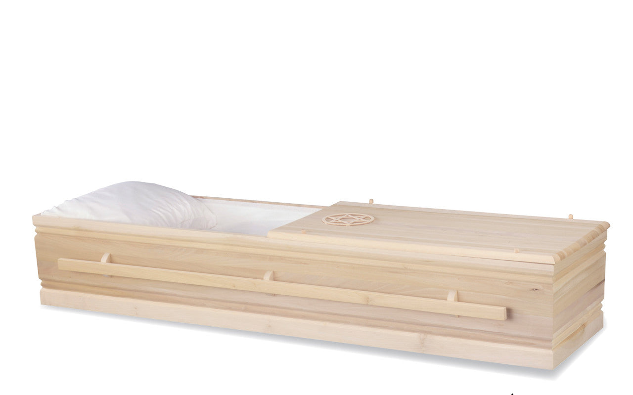 Maroset Jewish Poplar with White Crepe Interior - Wood Casket