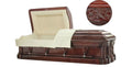 Mayfield Solid Mahogany Carved Top with Almond Velvet Interior - Wood Casket