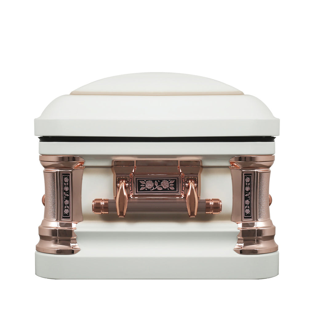 Misty Rose with Pink Velvet Interior - Metal Casket