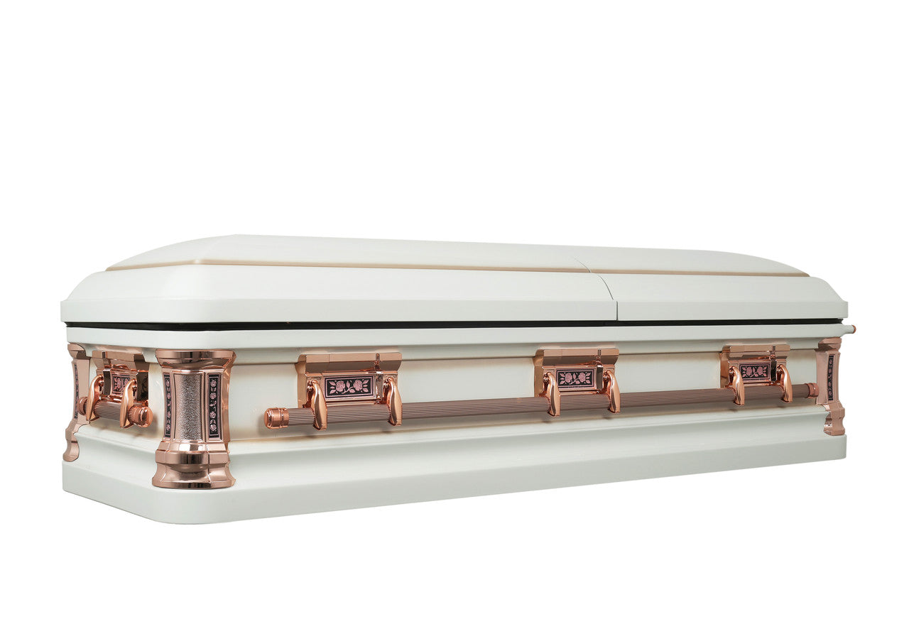 Misty Rose with Pink Velvet Interior - Metal Casket