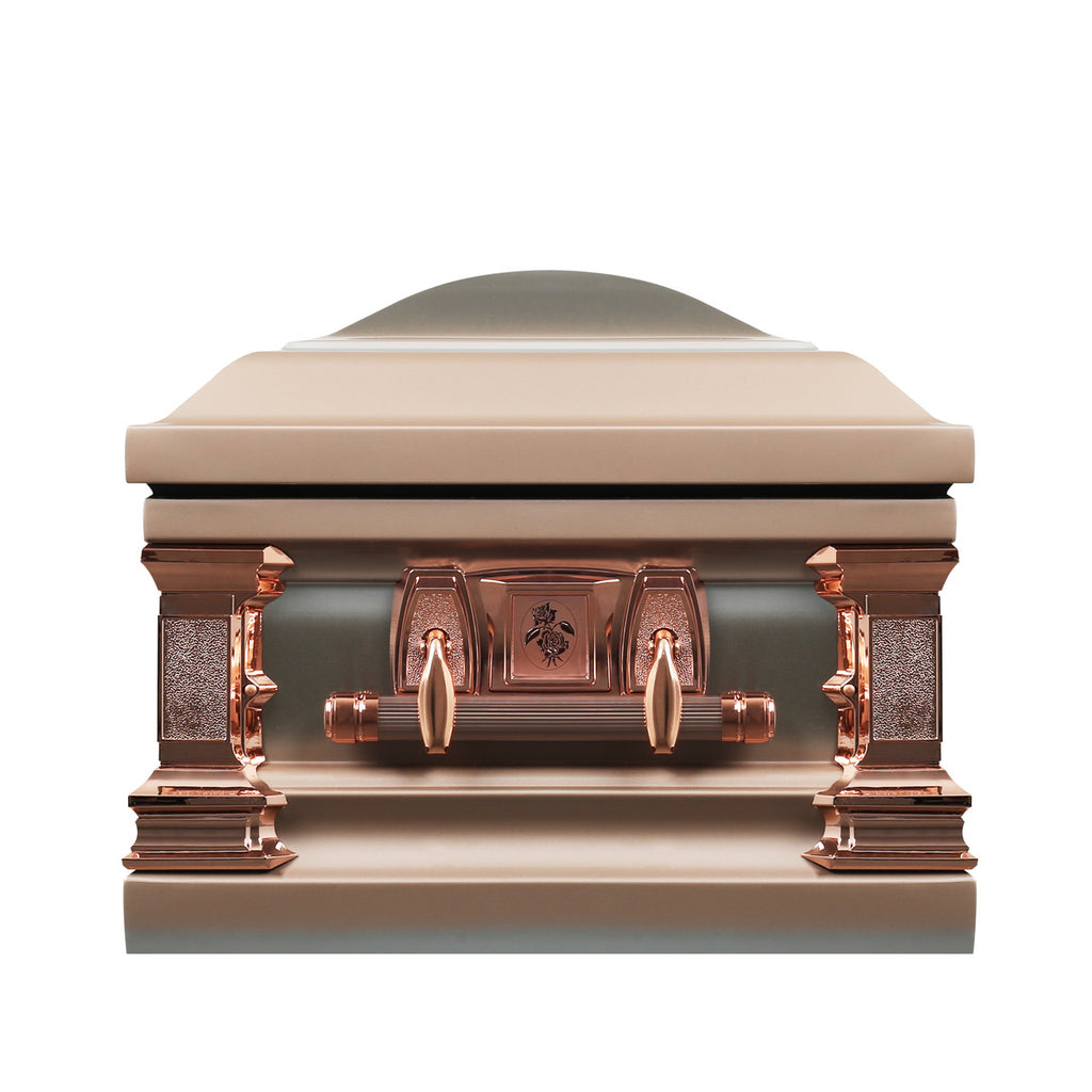 Monticello Rose with Pink Velvet Interior - Stainless Steel Casket
