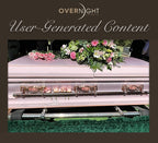 Mother' Full Couch Pink Finish with Pink Velvet Interior - Metal Casket