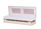 Mother' Full Couch Pink Finish with Pink Velvet Interior - Metal Casket