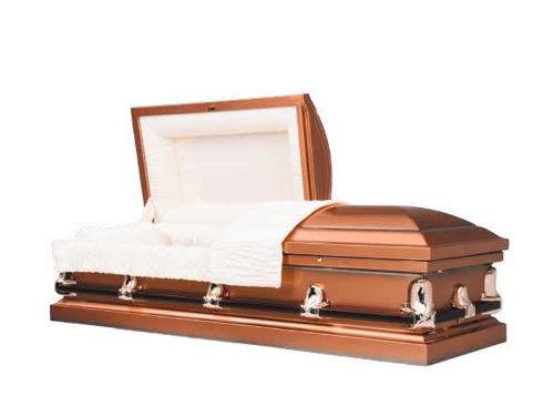 Spartan Copper Casket with Tan Crepe Interior - Metal Casket