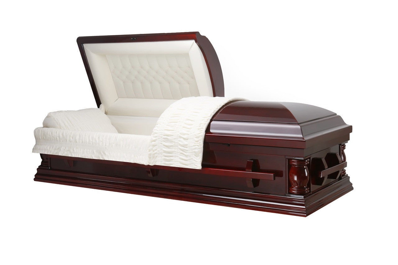 Elite Cherry Solid Poplar Wood with Cream Velvet Interior - Wood Casket