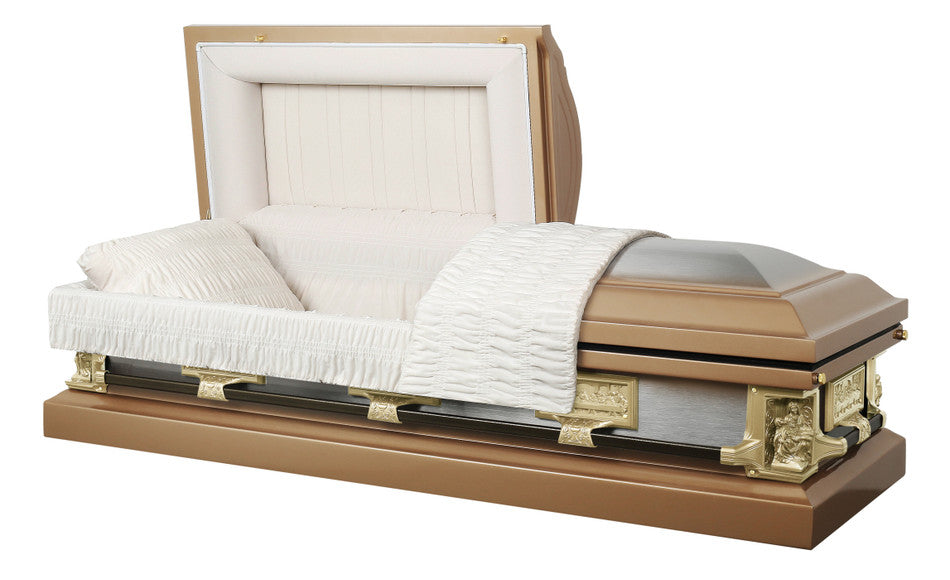Pieta Autumn Bronze with Tan Velvet Interior - Metal Casket
