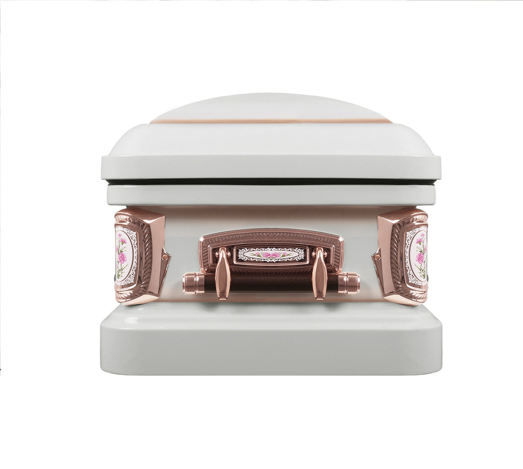 PrimRose White and Pink Casket with Pink Velvet Interior - Metal Casket