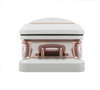 PrimRose White and Pink Casket with Pink Velvet Interior - Metal Casket