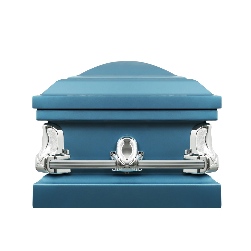 Spartan Monarch Blue Casket with Blue Crepe Interior- Metal Casket