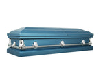 Spartan Monarch Blue Casket with Blue Crepe Interior- Metal Casket